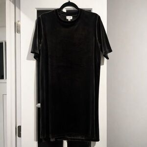 Mudd Black Velvet T-Shirt Dress Size Medium Y2K Minimalist soft stretch grunge
